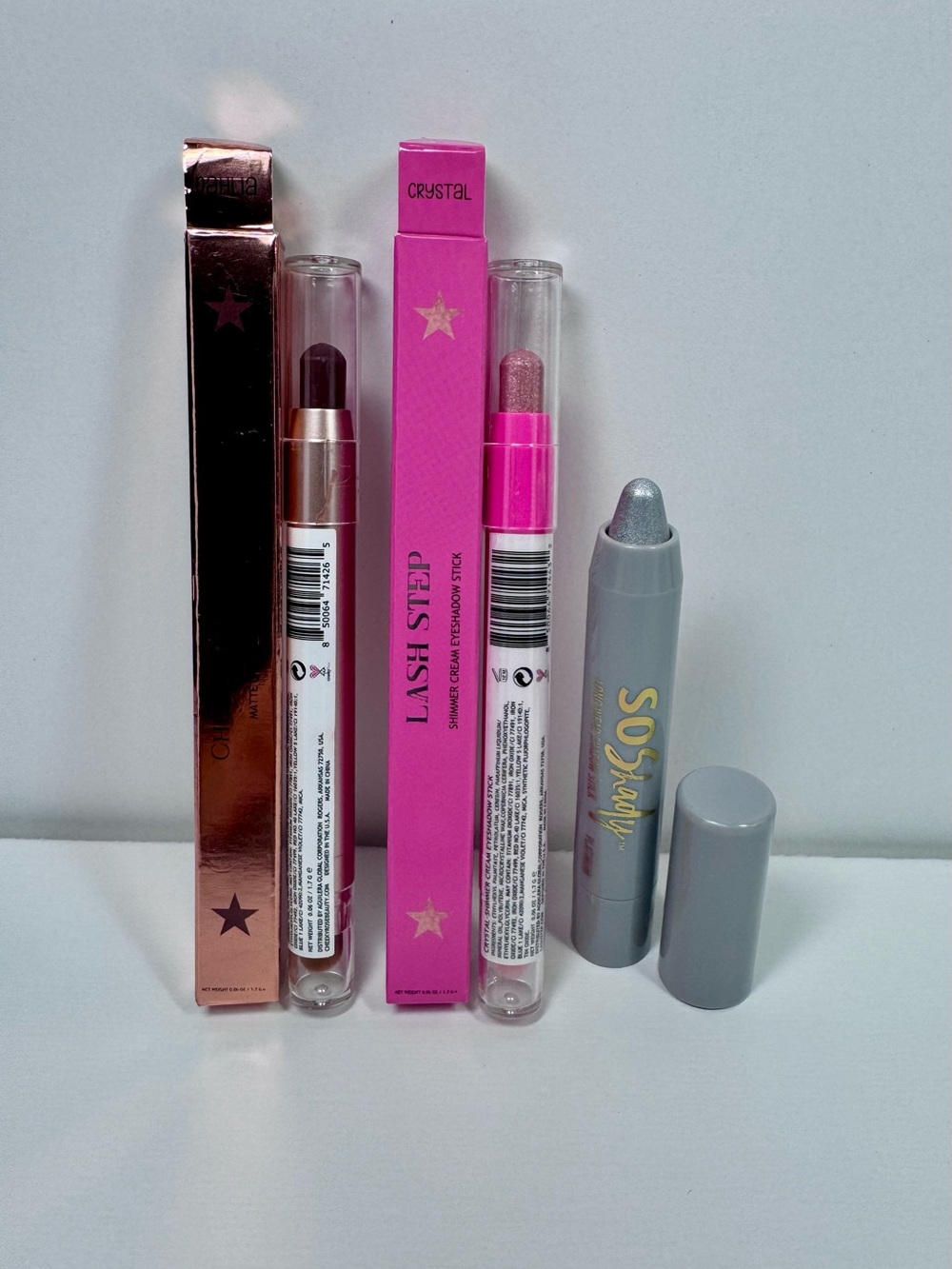 Shimmer Cream Eyeshadow Sticks, Pink, Silver, Brown NEW!